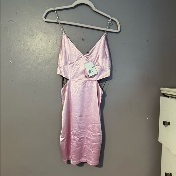 Pink | Shiny | rhinestone Straps | forever 21 | cocktail dress | size M | NWT - Picture 10 of 12